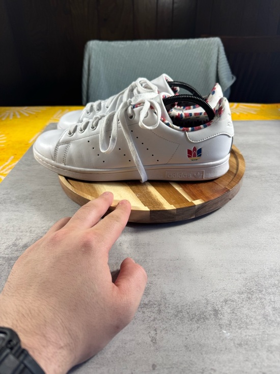 adidas Other - adidas White Leather Low-Top Sneakers with Multicolor Trim